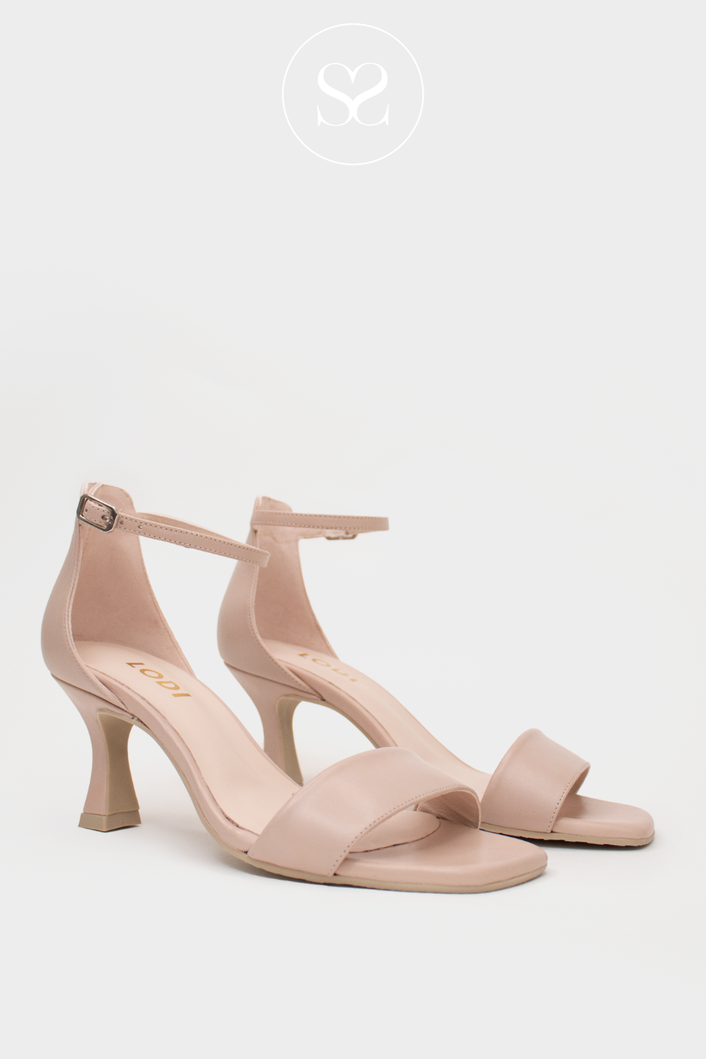 LODI BARELY THERE SANDALS IN NUDE WITH LOW HEEL