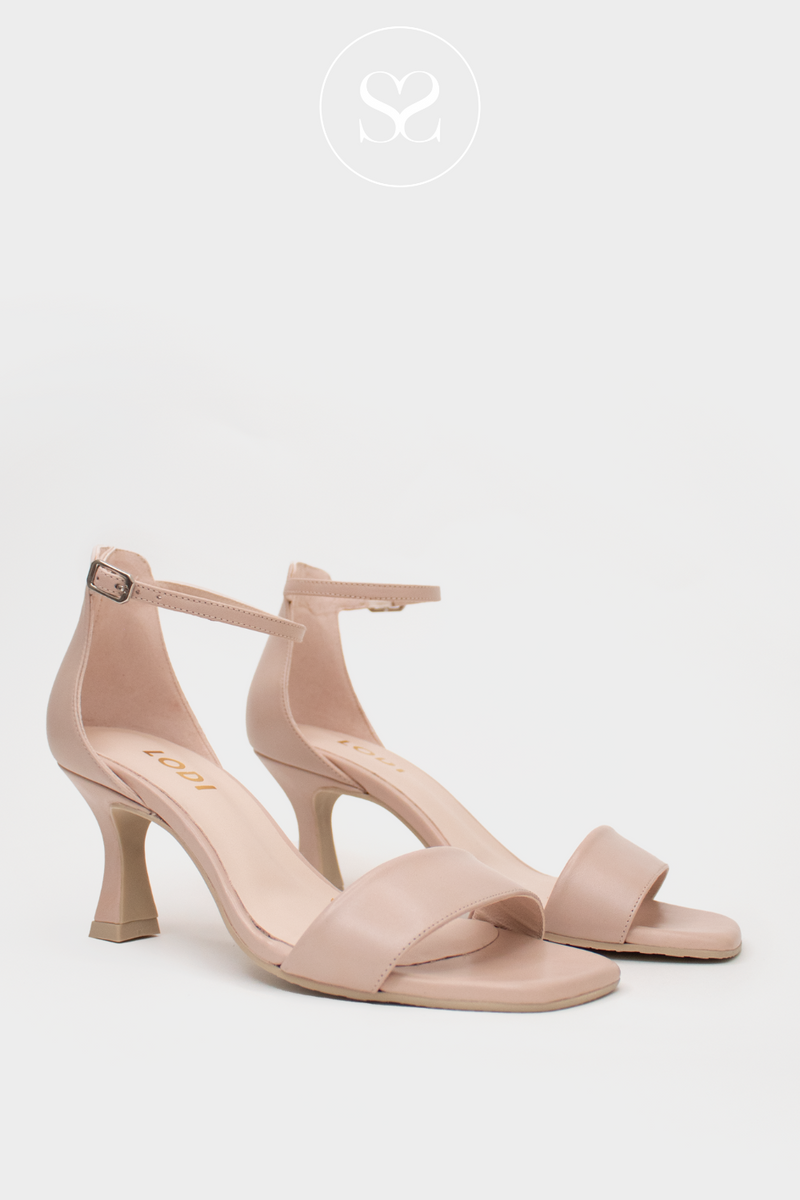 LODI BARELY THERE SANDALS IN NUDE WITH LOW HEEL