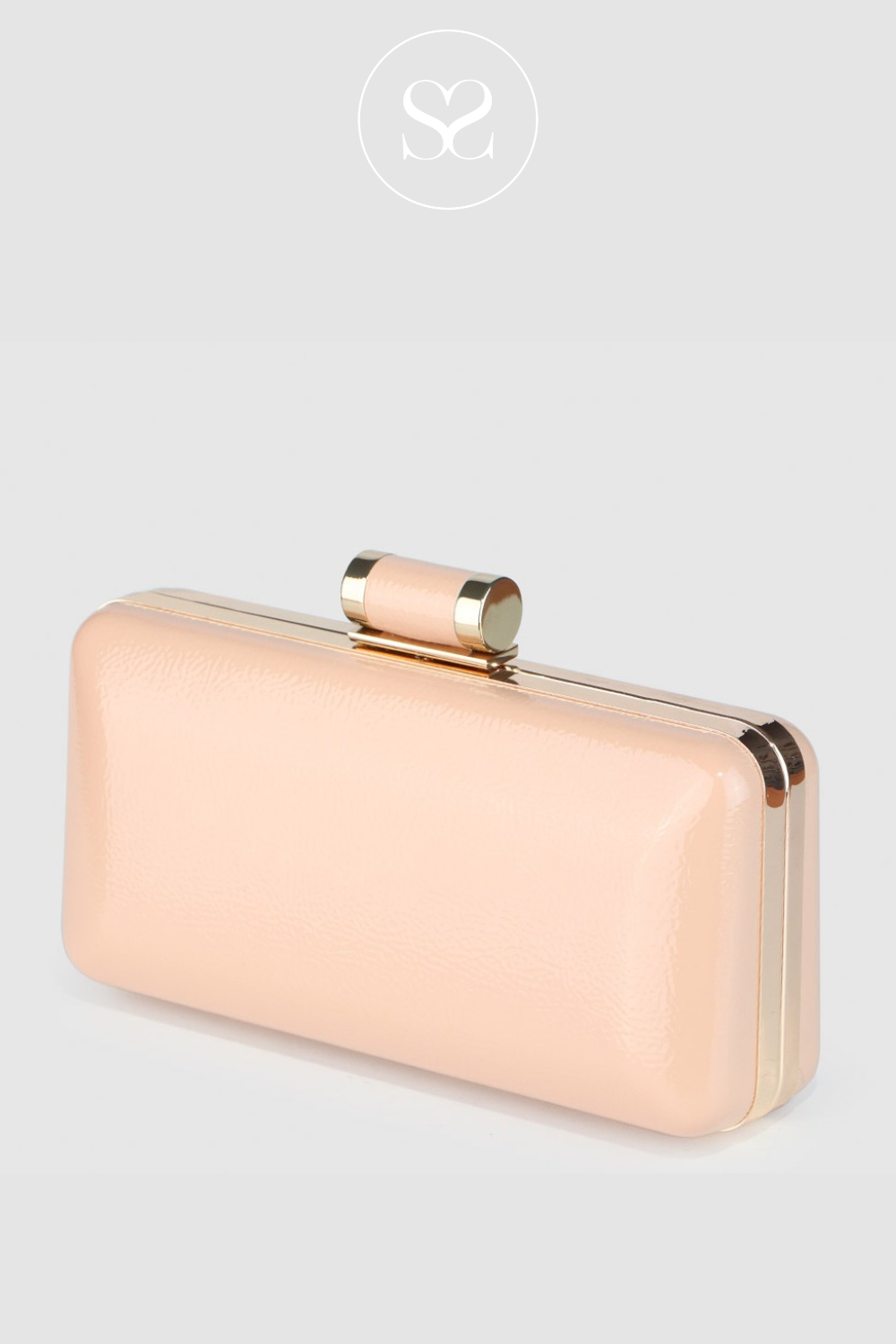 Rose gold patent clutch bag on sale