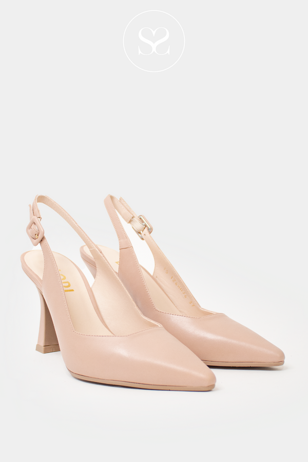 NUDE HIGH HEELS FROM LODI WITH FLARED HEEL AND SLING BACK