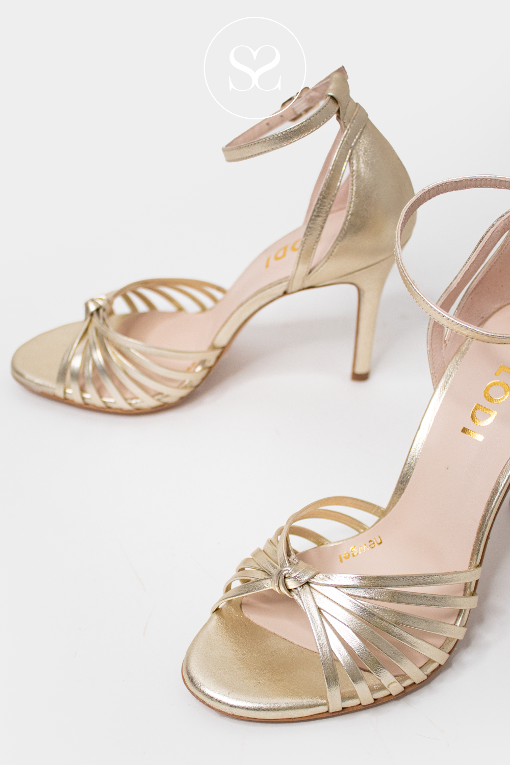 LODI GOLD YISIS SANDALS WITH HIGH HEEL AND ANKLE STRAP