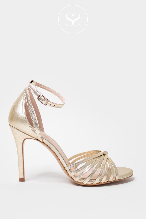 LODI YISIS GOLD STRAPPY HIGH HEEL SANDALS