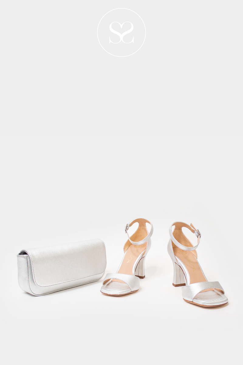 SILVER CLUTCH AND SANDALS FROM UNISA